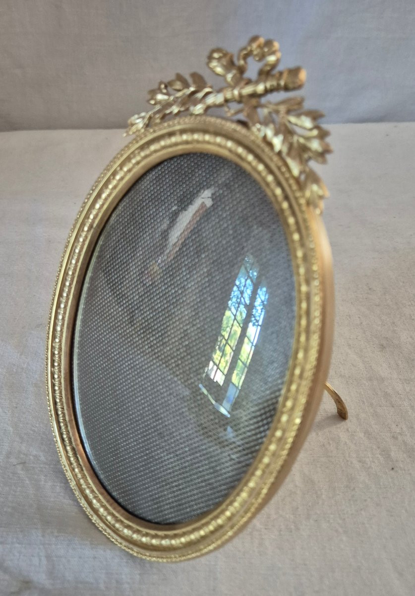 Oval Photo Frame In Gilt Bronze, Napoleon III Period -photo-2
