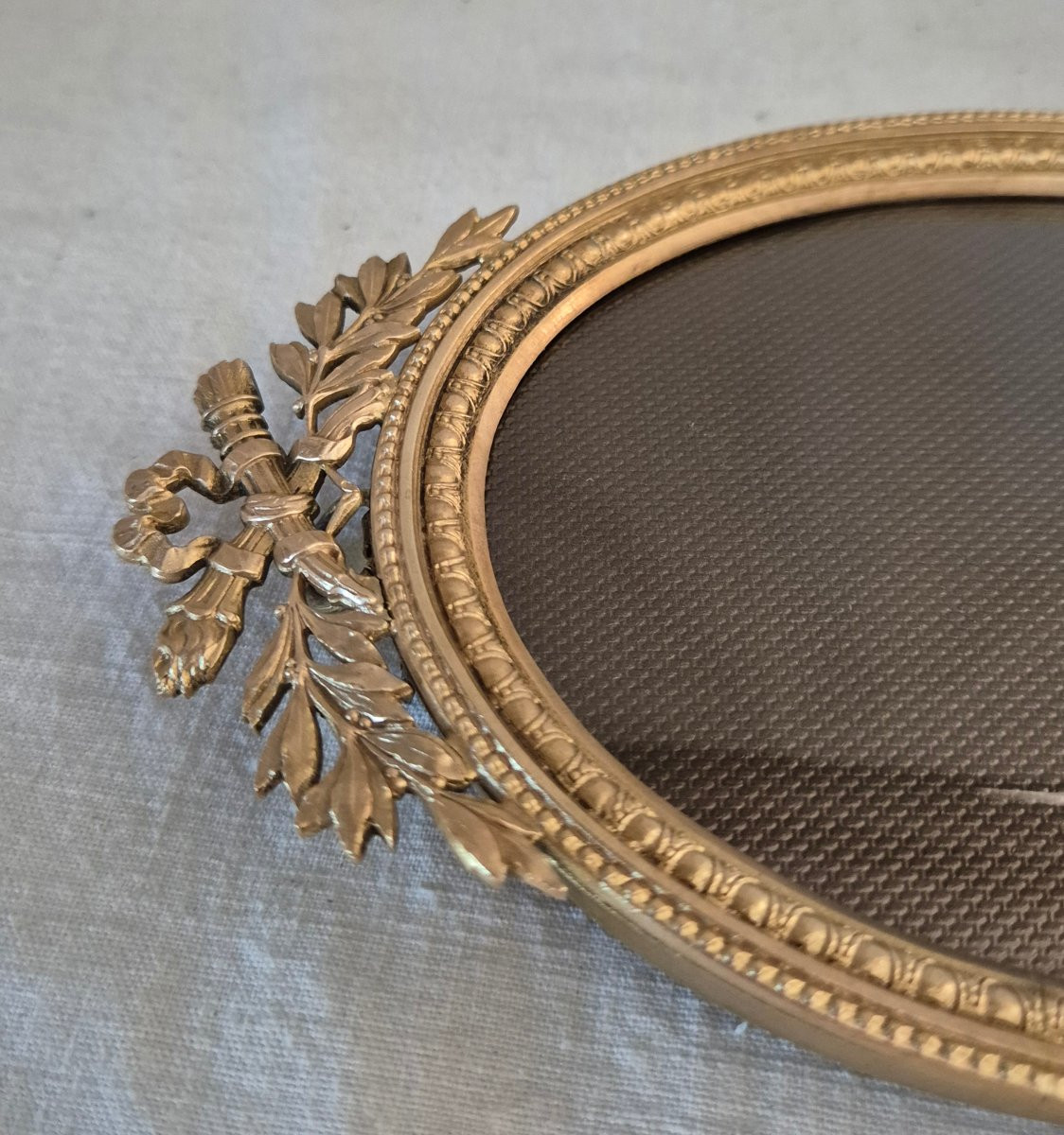 Oval Photo Frame In Gilt Bronze, Napoleon III Period -photo-2