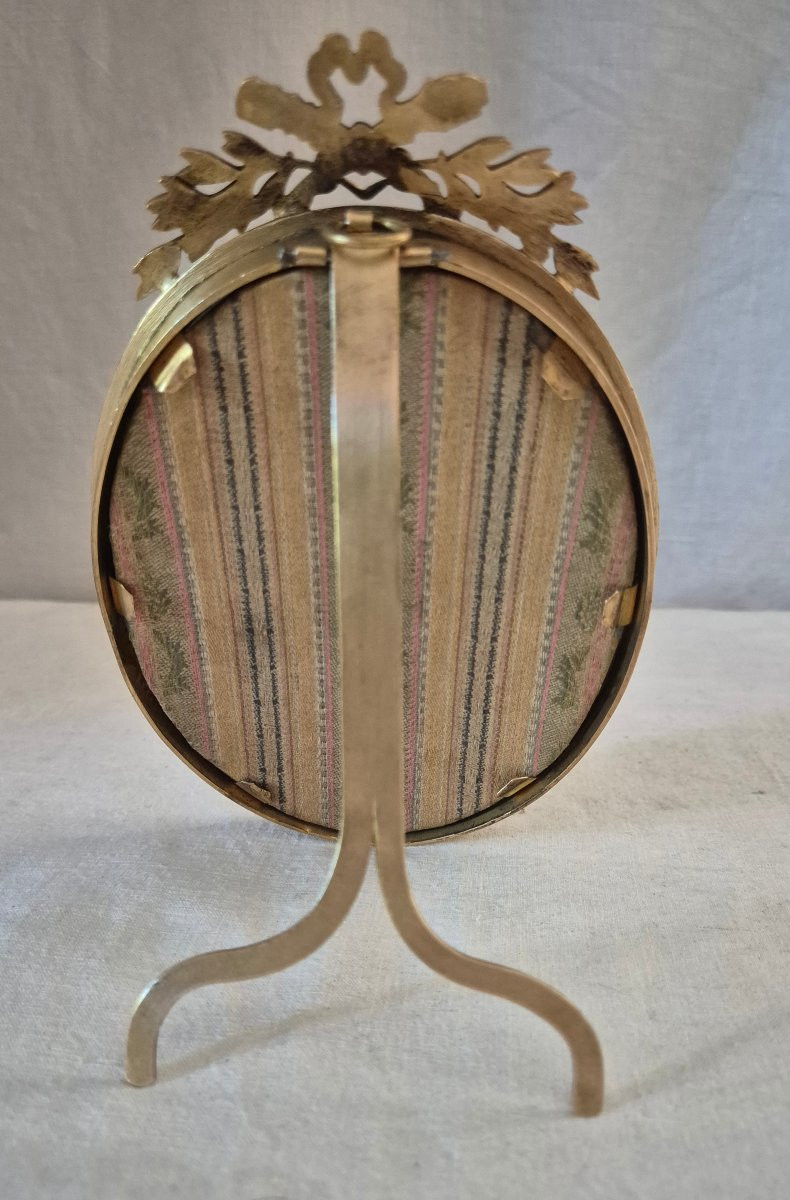 Oval Photo Frame In Gilt Bronze, Napoleon III Period -photo-5
