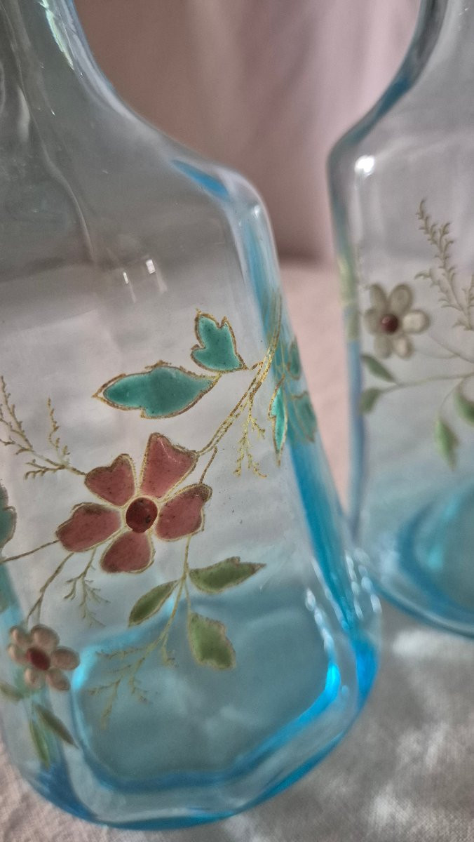 Paire De Deux Flacons Bouteilles En Verre émaillé George Sand -photo-4
