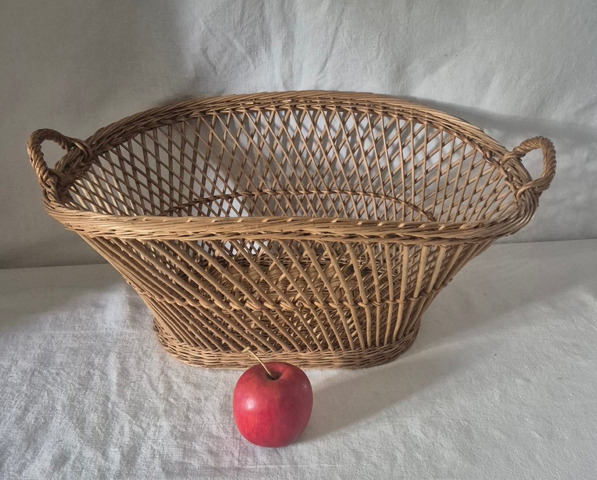 Large Oval Woven Wicker Laundry Basket-photo-3