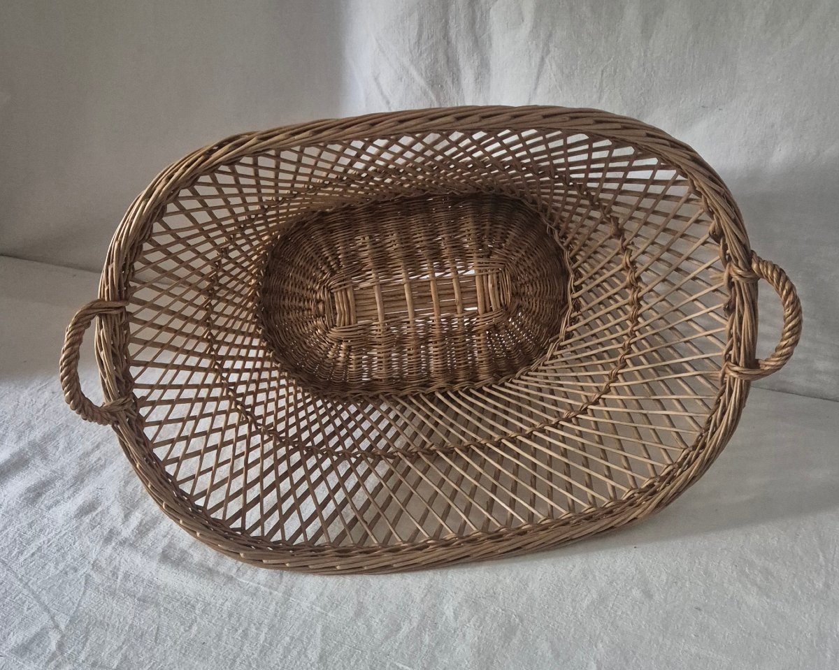 Large Oval Woven Wicker Laundry Basket-photo-4
