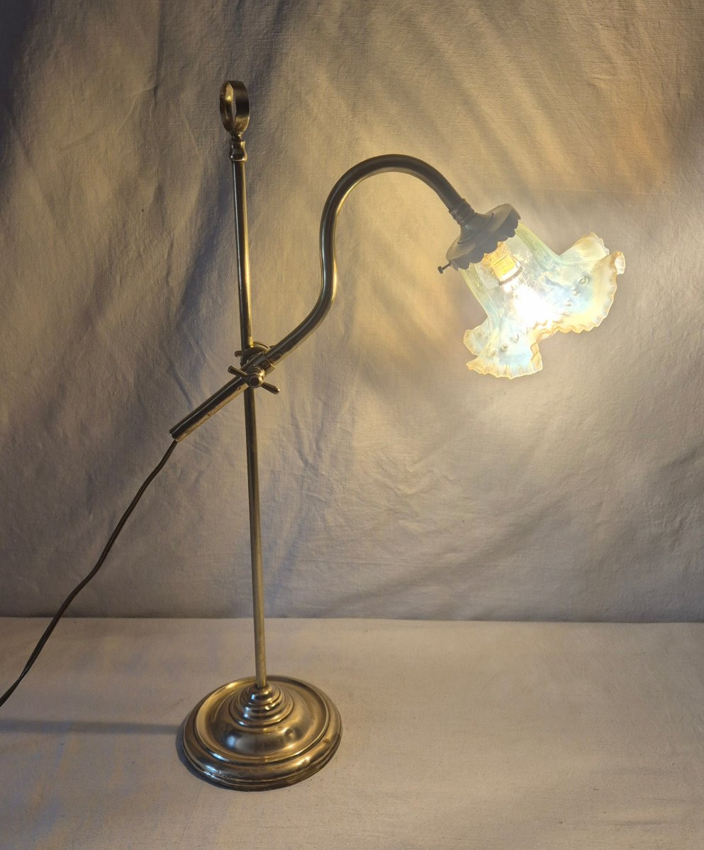 Brass And Bronze Desk Lamp With Articulated Arm.-photo-2