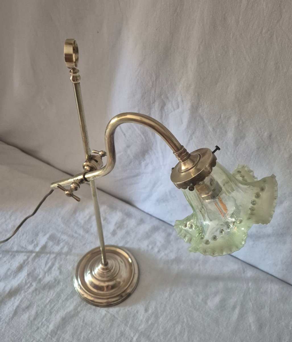 Brass And Bronze Desk Lamp With Articulated Arm.-photo-3
