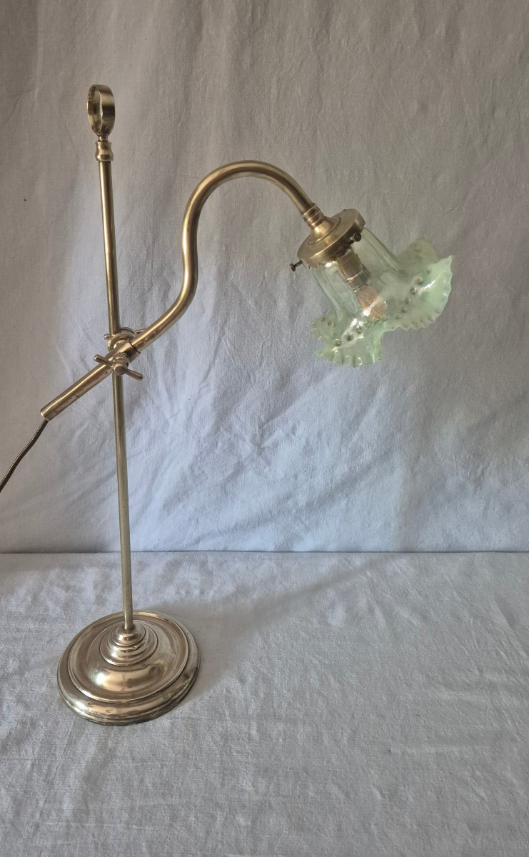 Brass And Bronze Desk Lamp With Articulated Arm.