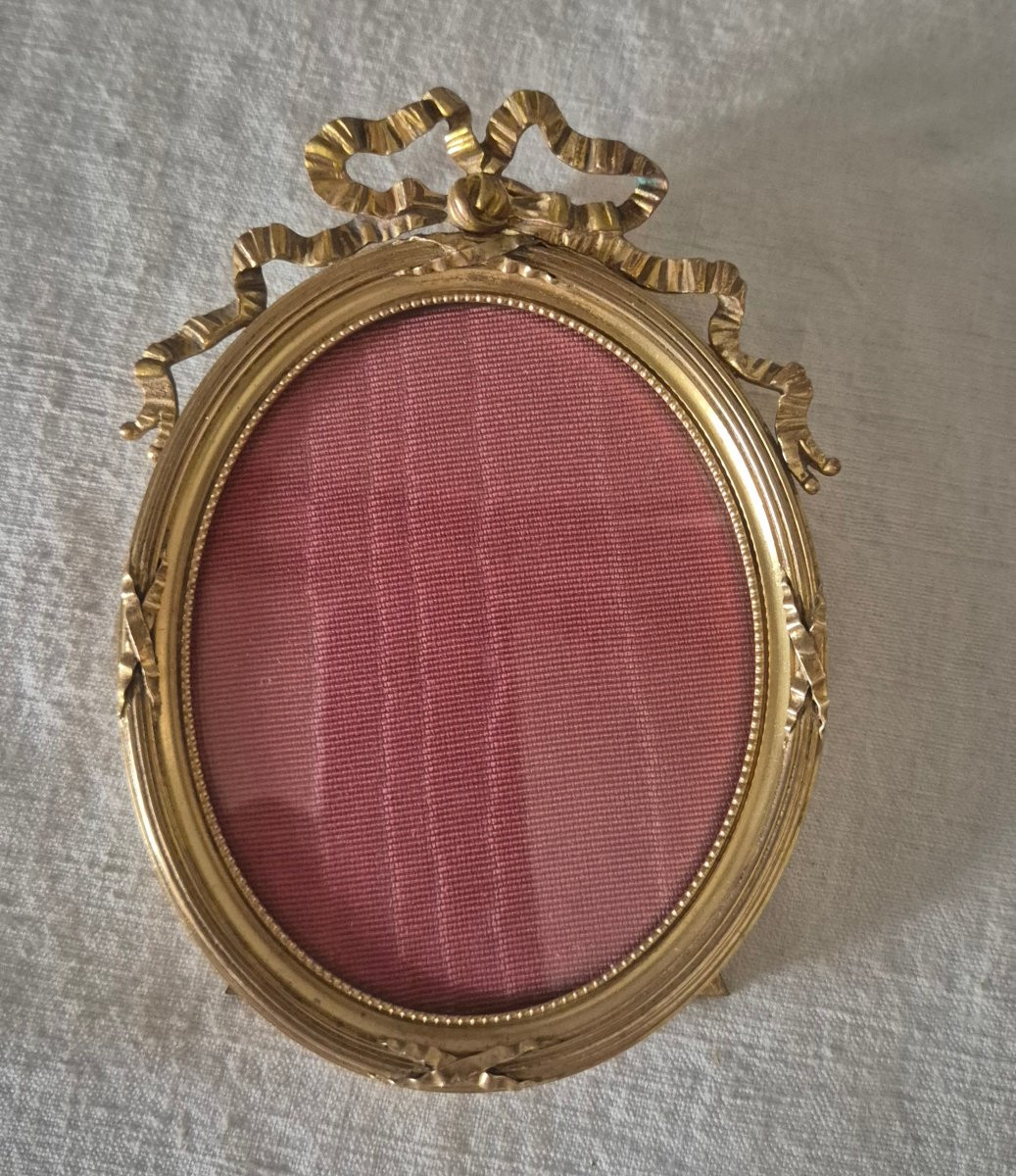 Oval Gilt Bronze Photo Frame, Louis XVI Style, Second Empire -photo-3