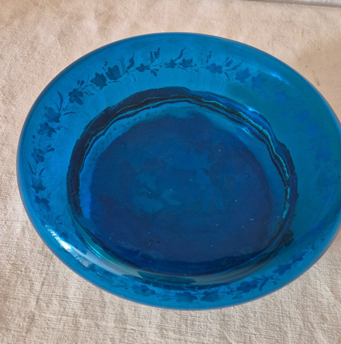 Importante bonbonnière émaillée en verre bleu Mary Gregory -photo-4