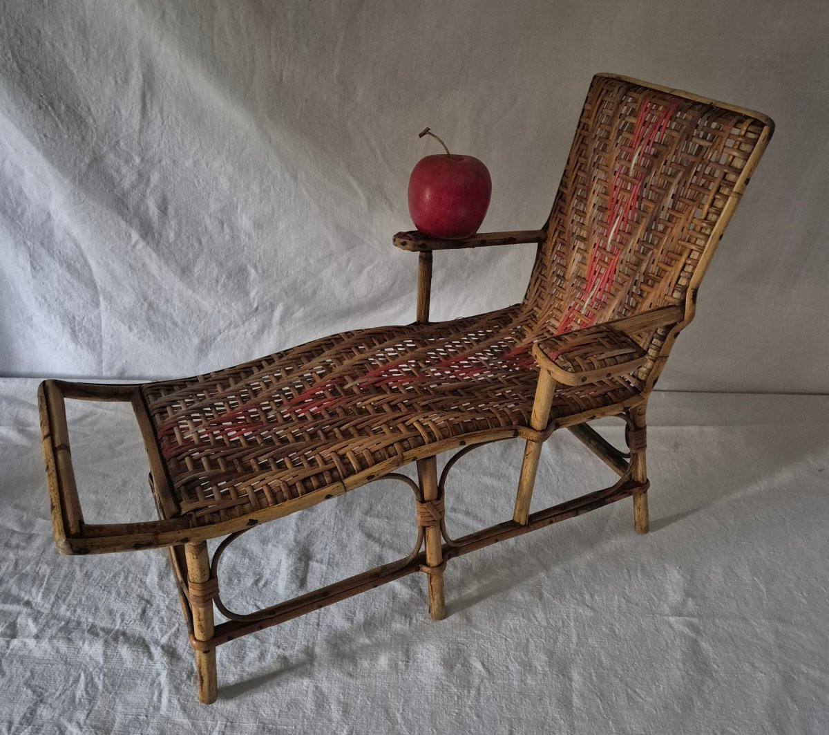 Doll Special: Woven Rattan Chaise Longue For Dolls, Circa 1900-photo-2