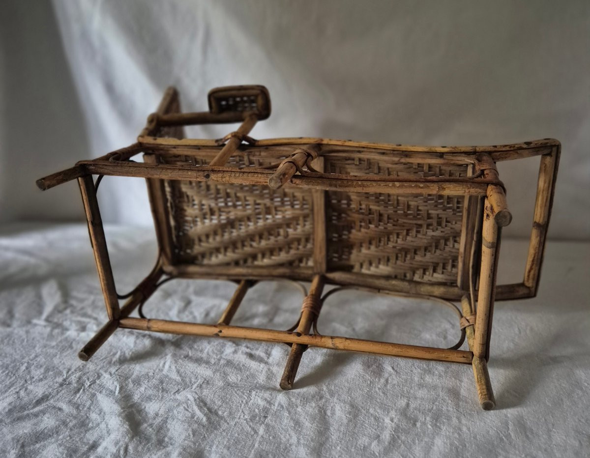 Doll Special: Woven Rattan Chaise Longue For Dolls, Circa 1900-photo-3