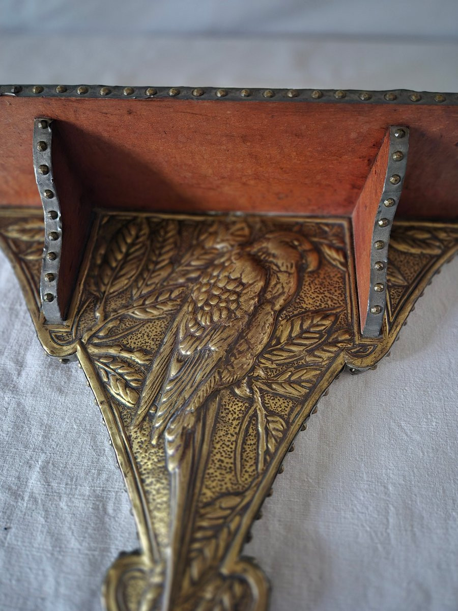 Small Art Nouveau Parrot-decorated Display Shelf -photo-3