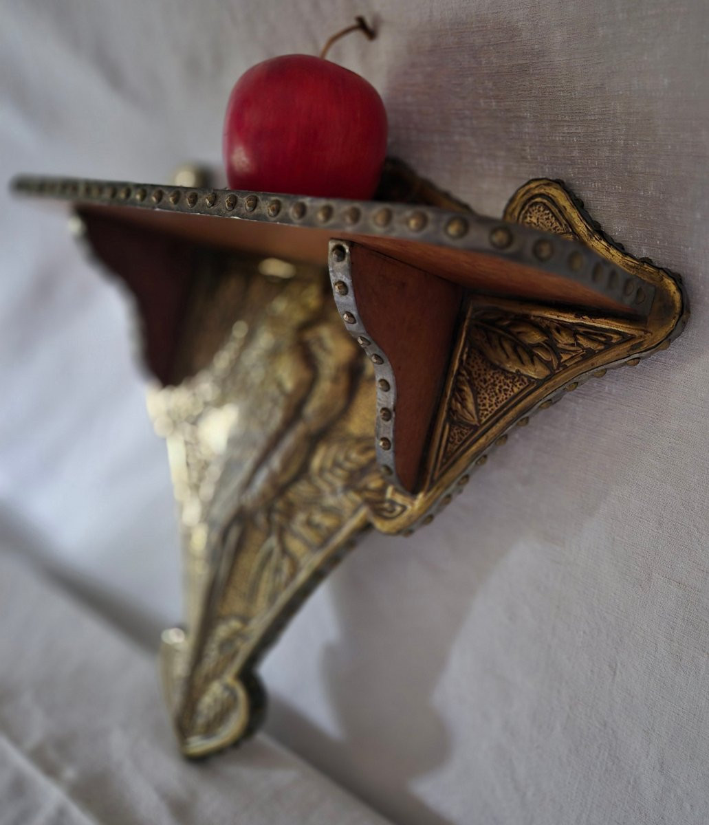 Small Art Nouveau Parrot-decorated Display Shelf -photo-2