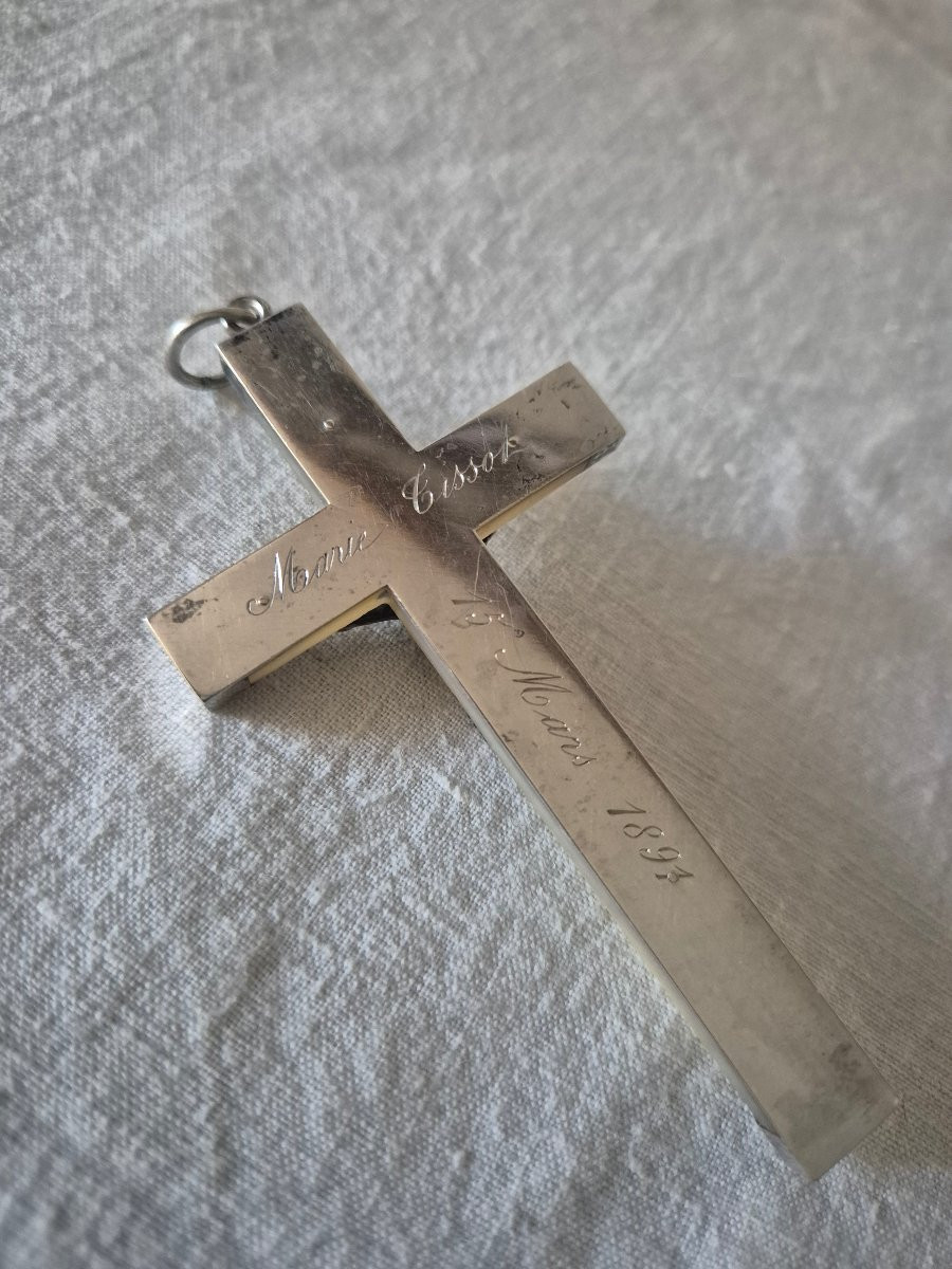 Croix pectorale en nacre et argent de 1891-photo-1