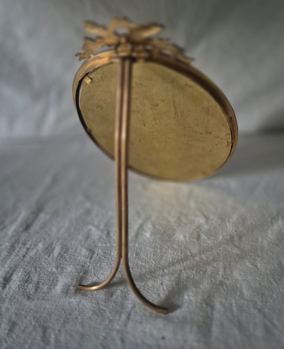 Cadre photo ovale en bronze doré grand format fin XIXème siècle -photo-2