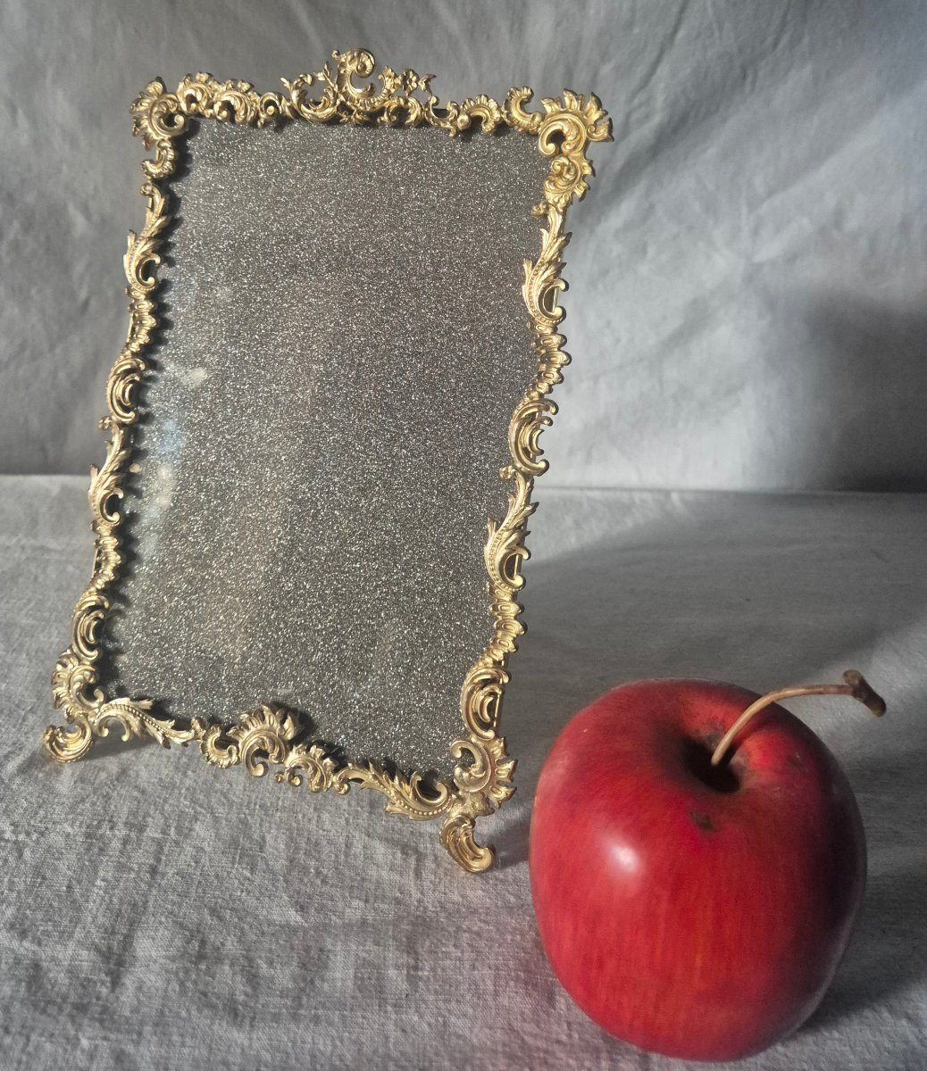 Cadre bronze doré style rocaille Louis XV 21 x 13.5 cm -photo-2