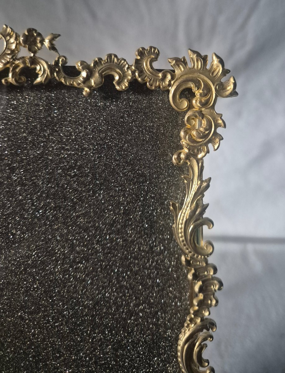 Cadre bronze doré style rocaille Louis XV 21 x 13.5 cm -photo-4