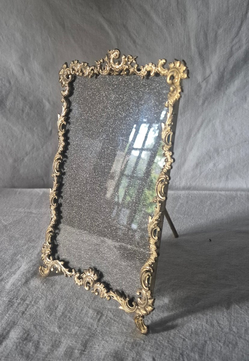 Cadre bronze doré style rocaille Louis XV 21 x 13.5 cm -photo-2