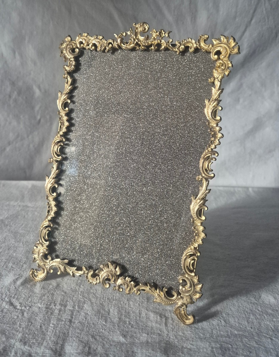 Cadre bronze doré style rocaille Louis XV 21 x 13.5 cm 