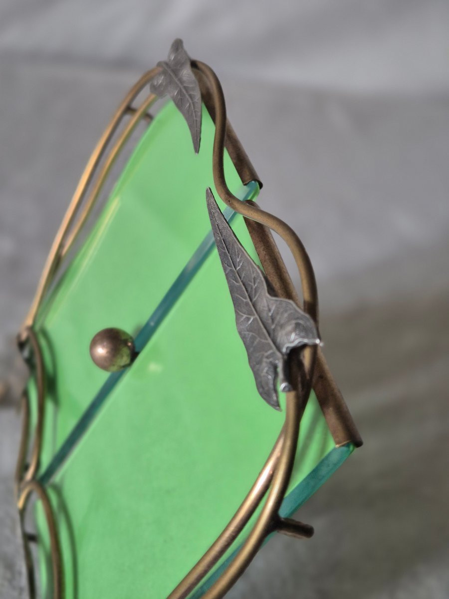 Art Nouveau Diptych Photo Frame In Two-tone Metal. -photo-4