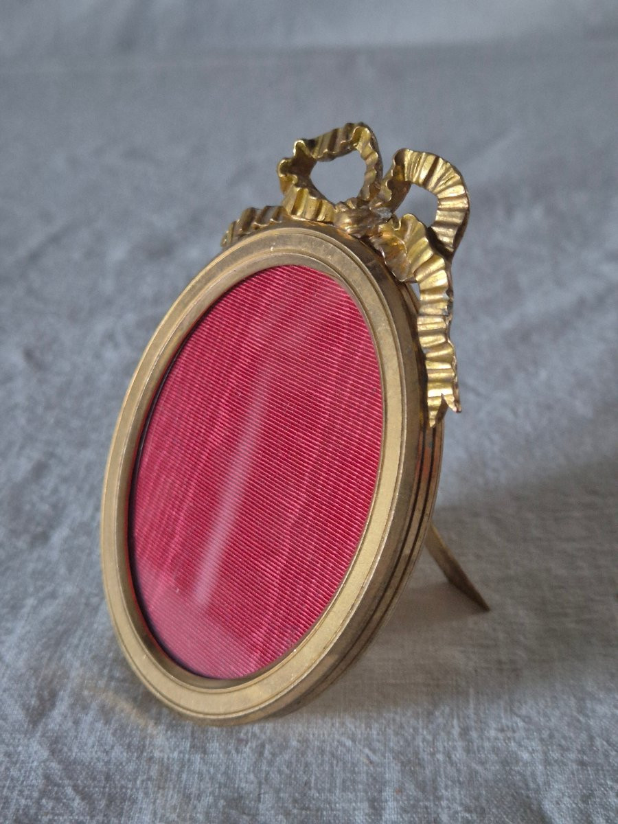 Cadre photo bronze doré ovale style Louis XVI du Second Empire -photo-3