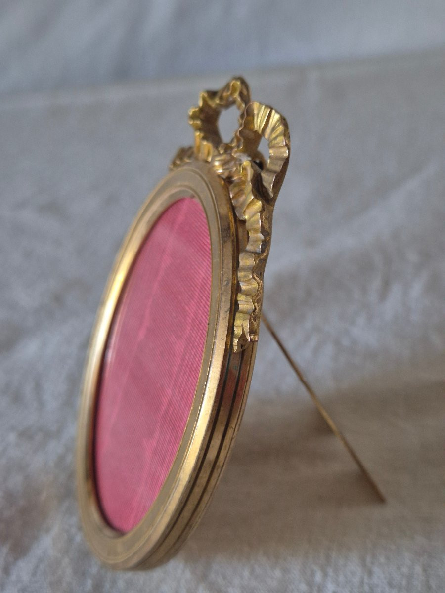 Cadre photo bronze doré ovale style Louis XVI du Second Empire -photo-6