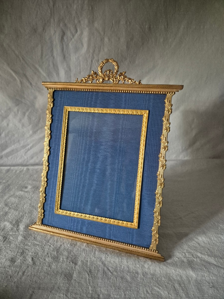 Grand cadre photo Second Empire en bronze doré à Marie-Louise 