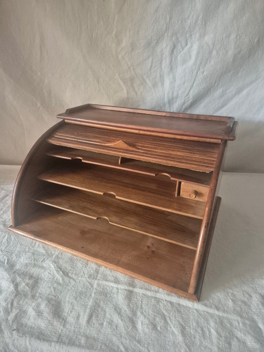 Classeur de bureau à  rideau en noyer du début du XXème siècle -photo-2