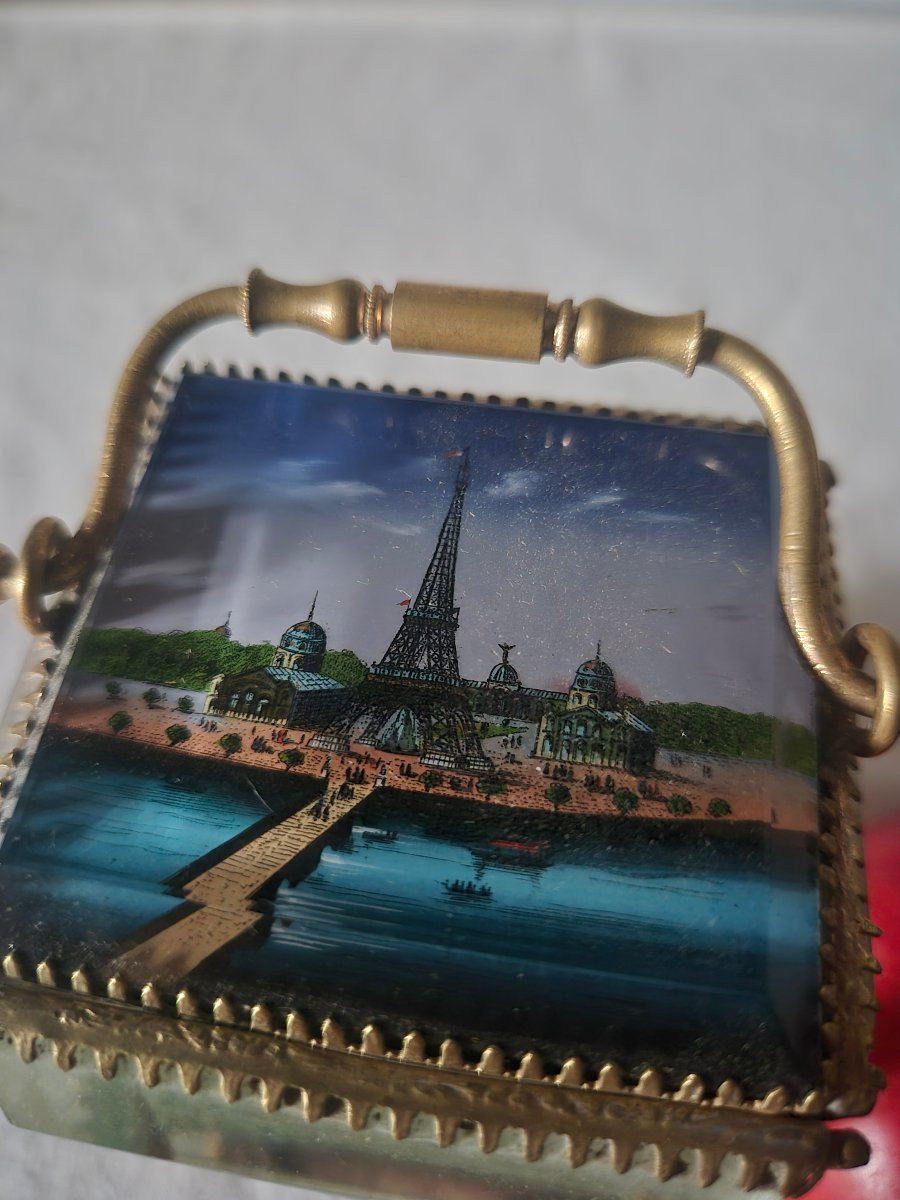 Boîte à montre Gousset souvenir de Paris Tour Eiffel  1889-photo-4