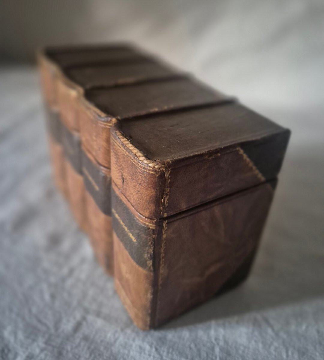 Boîte à secrets faux livres en cuir relié -photo-4