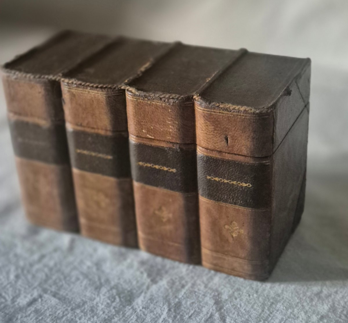 Boîte à secrets faux livres en cuir relié -photo-5