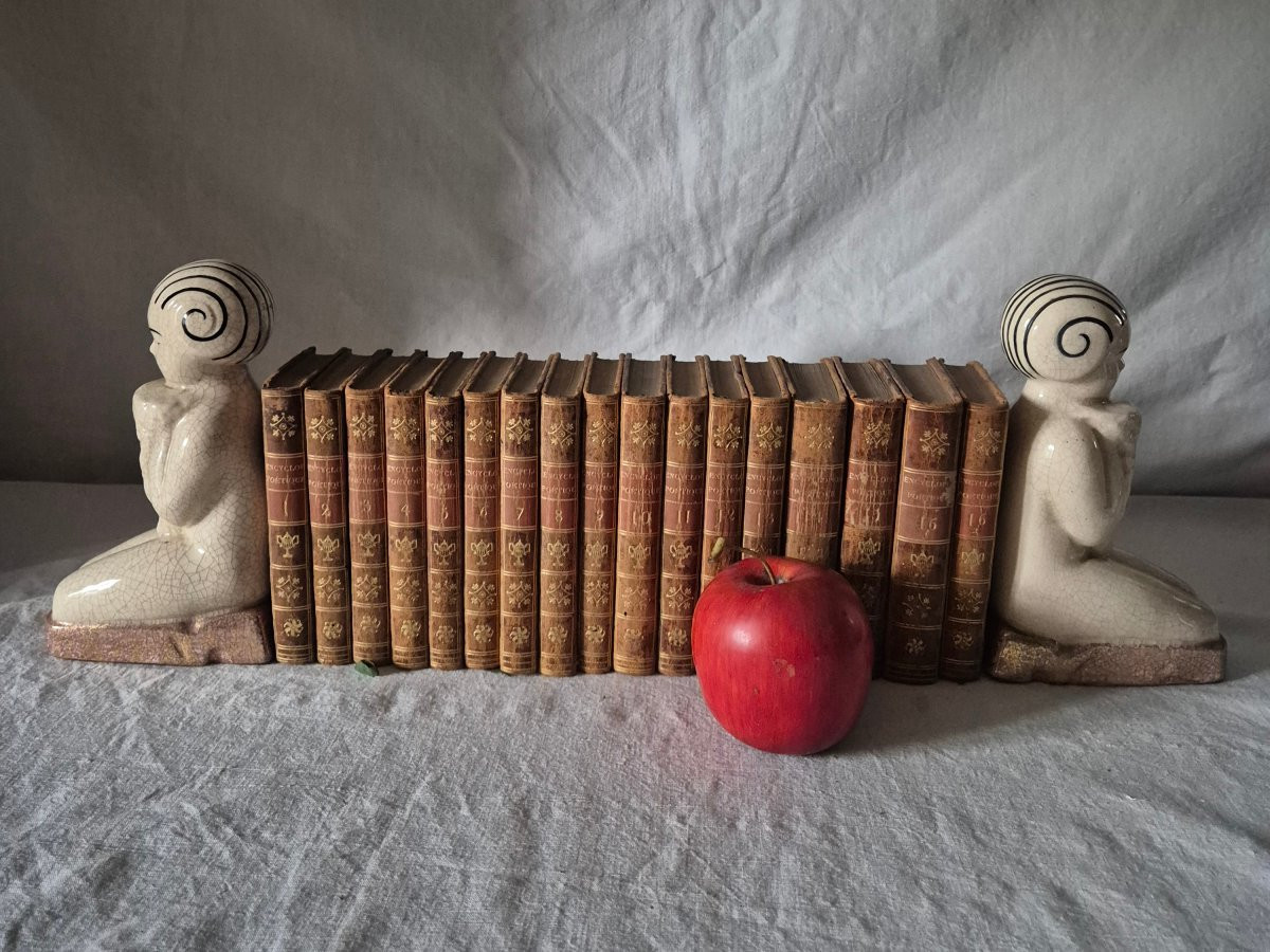 Série de 17 volumes de petits livres reliés en cuir: "  Encyclopédie Poétique " de 1804-photo-2