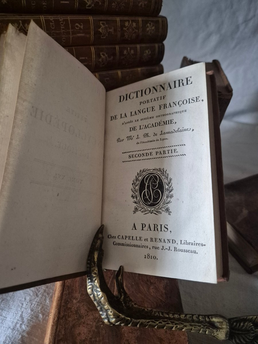 Série de 17 volumes de petits livres reliés en cuir: "  Encyclopédie Poétique " de 1804-photo-2