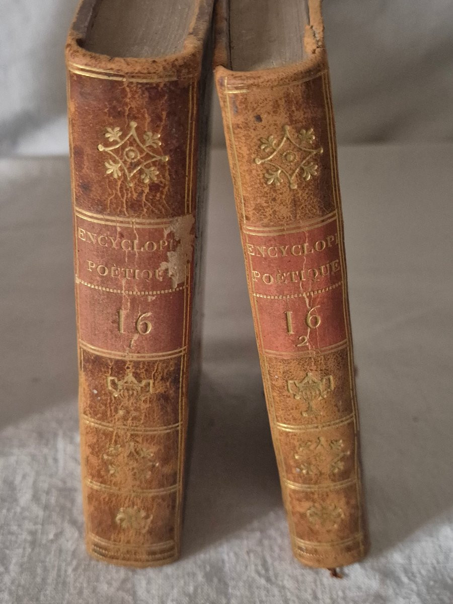Série de 17 volumes de petits livres reliés en cuir: "  Encyclopédie Poétique " de 1804-photo-3