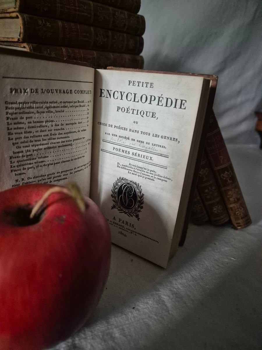 Série de 17 volumes de petits livres reliés en cuir: "  Encyclopédie Poétique " de 1804-photo-7