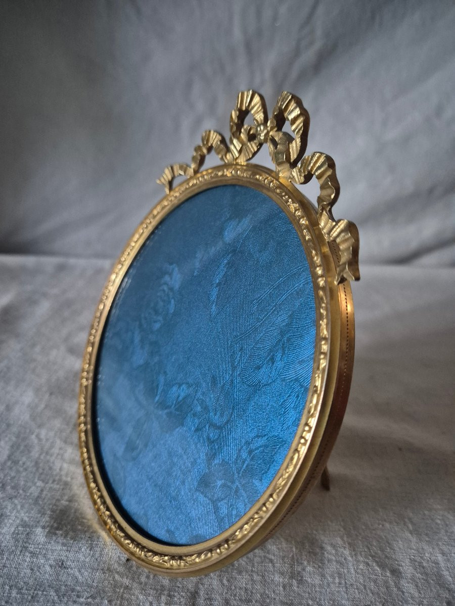 Grand cadre photo médaillon en bronze doré du XIXème siècle -photo-4