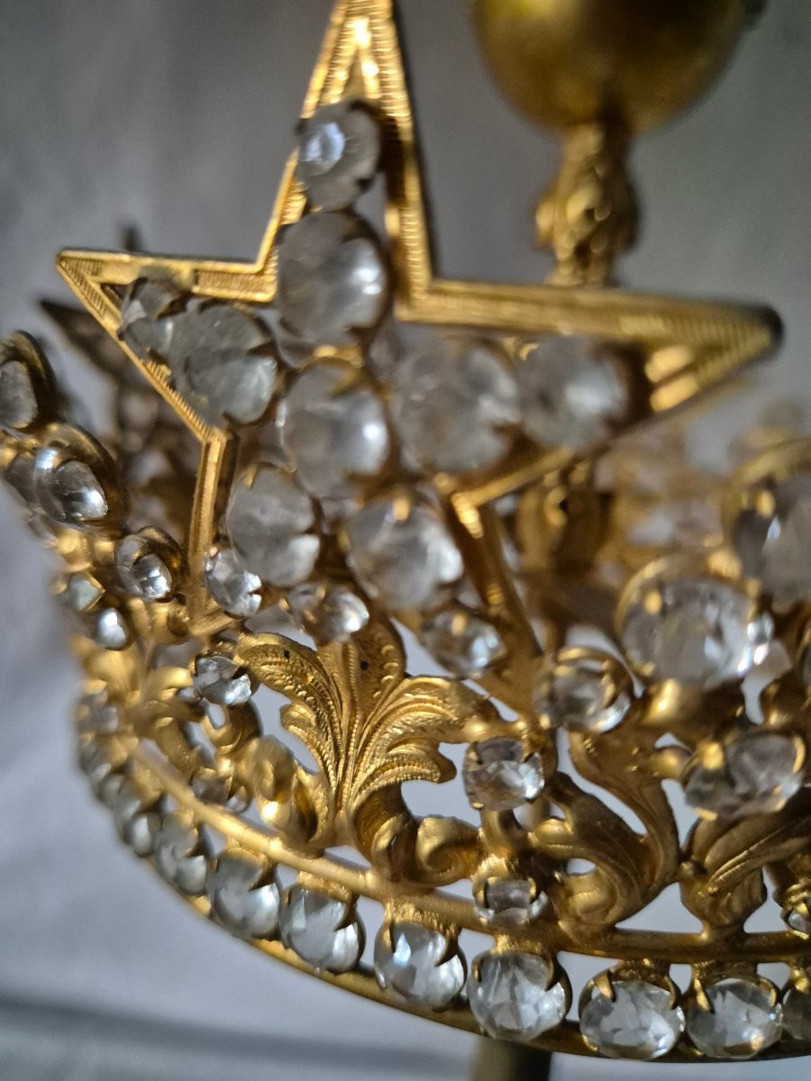19th-century Gilt Bronze Crown Of The Virgin Mary With Its Base-photo-3