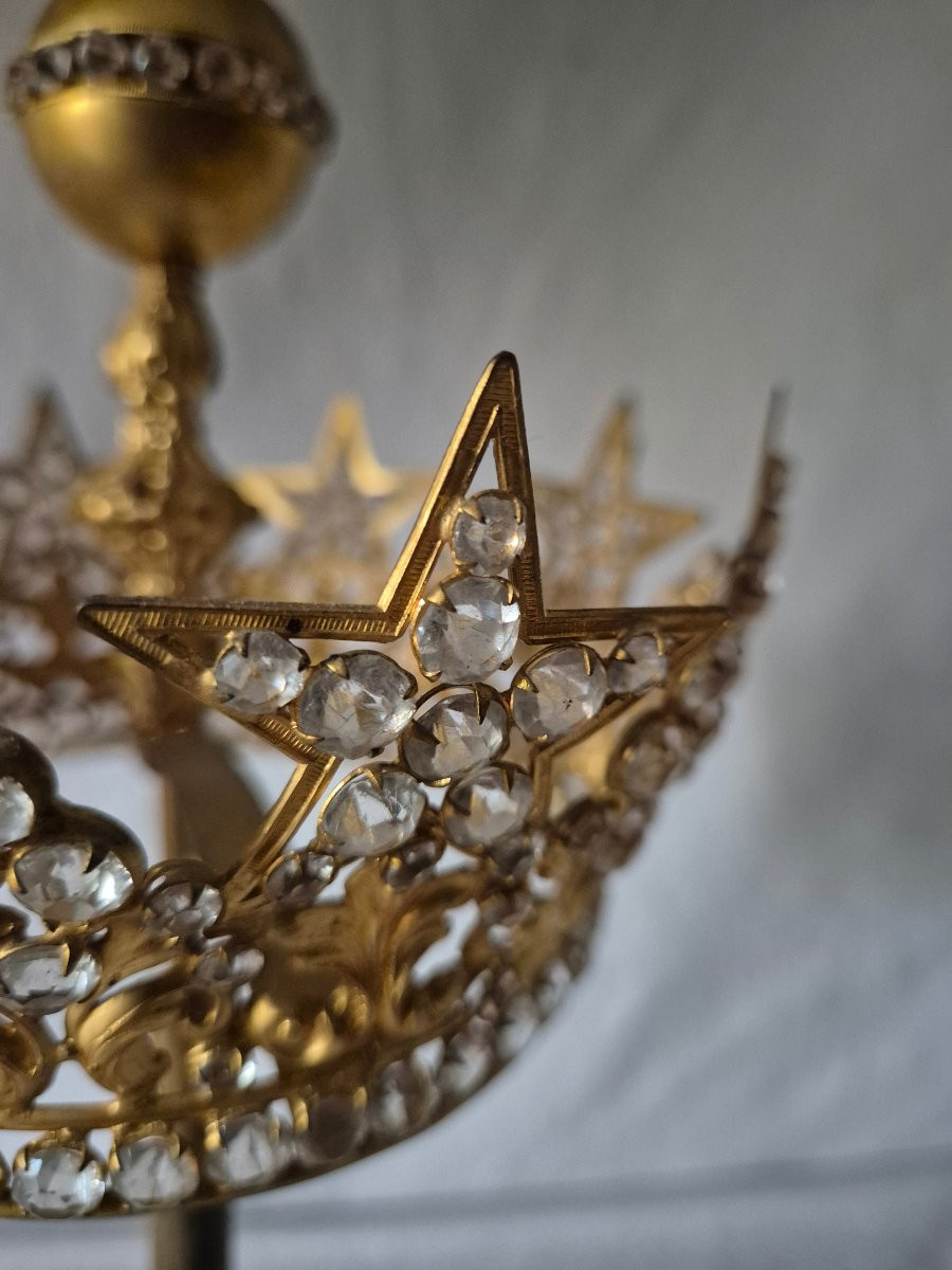 19th-century Gilt Bronze Crown Of The Virgin Mary With Its Base-photo-4