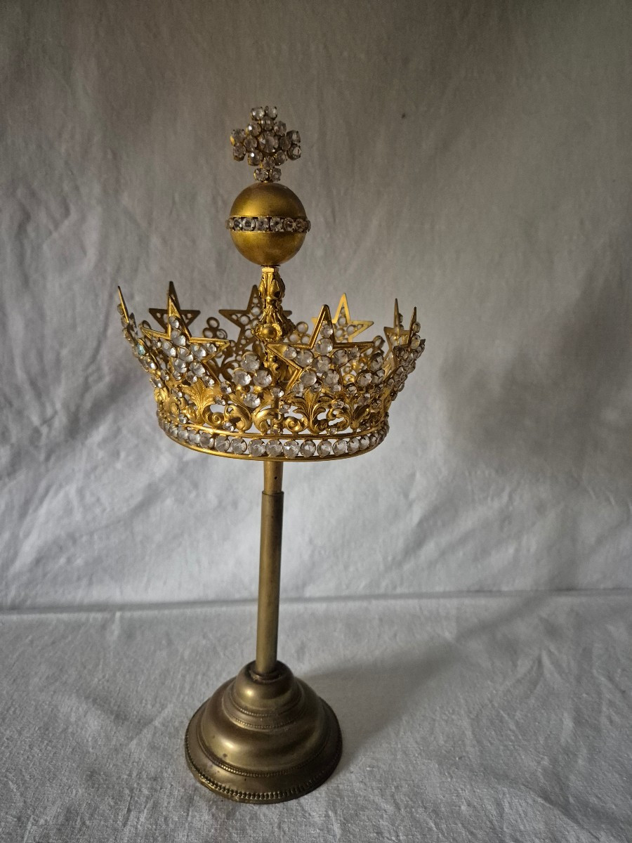 19th-century Gilt Bronze Crown Of The Virgin Mary With Its Base