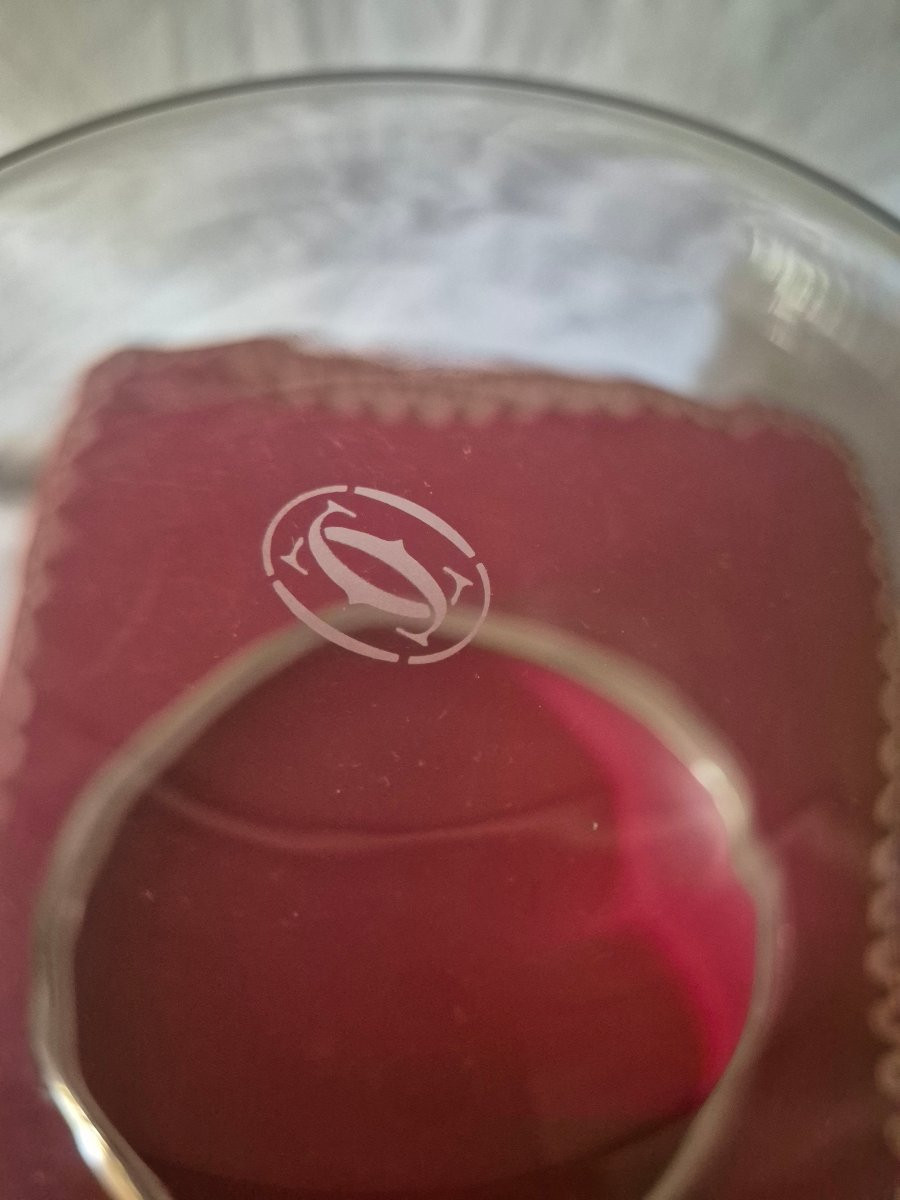 Sceau rafraîchissoir à champagne Cartier en cristal, argent et vermeil des années 1990-photo-4