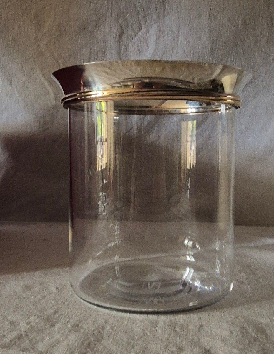 Sceau rafraîchissoir à champagne Cartier en cristal, argent et vermeil des années 1990-photo-6