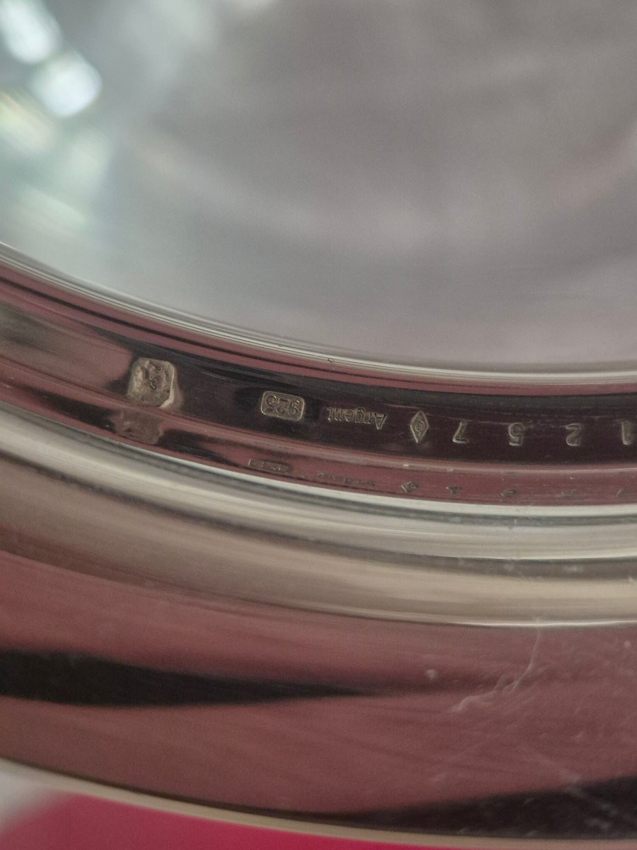 Sceau rafraîchissoir à champagne Cartier en cristal, argent et vermeil des années 1990-photo-7