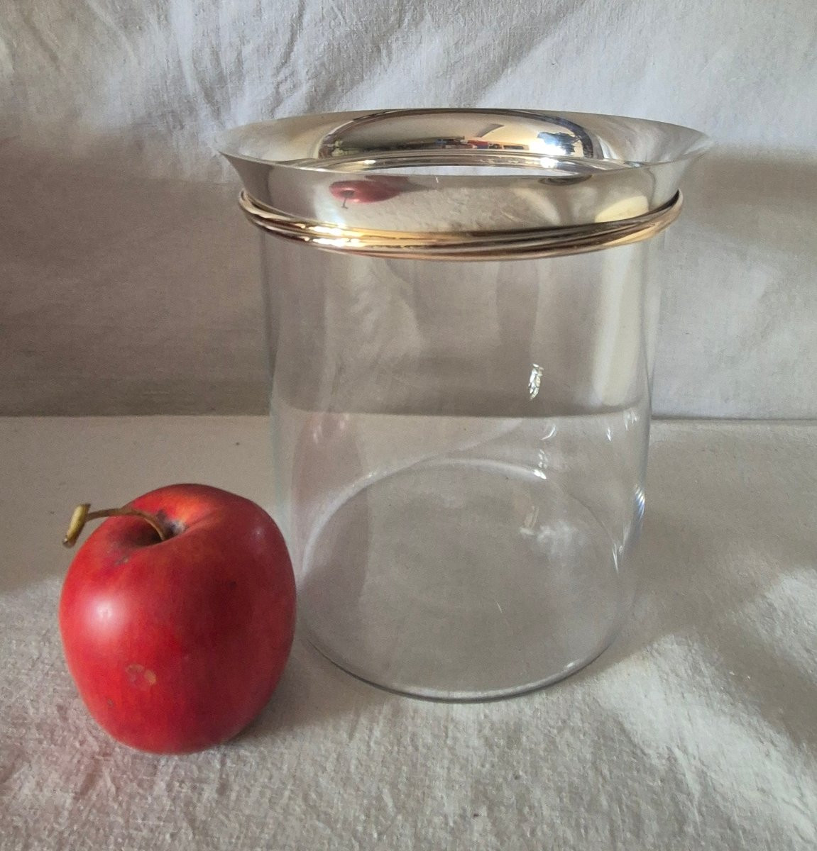 Sceau rafraîchissoir à champagne Cartier en cristal, argent et vermeil des années 1990-photo-8