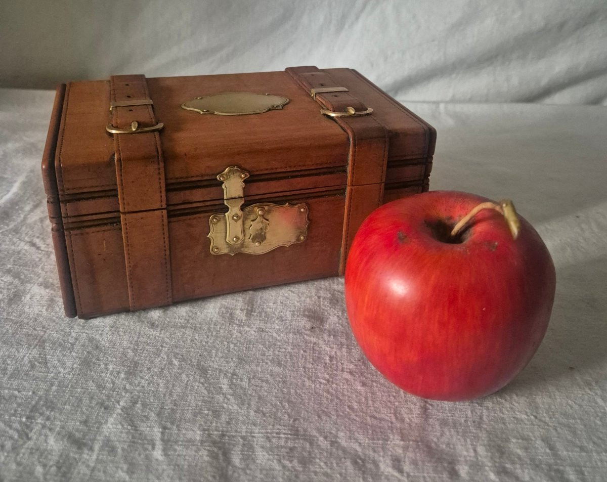 Boîte en bois sculpté trompe l'œil malle de voyage -photo-2