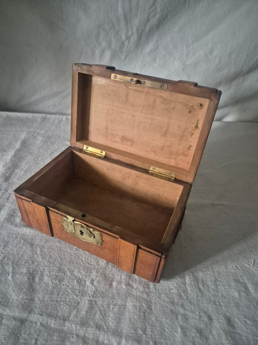 Boîte en bois sculpté trompe l'œil malle de voyage -photo-3