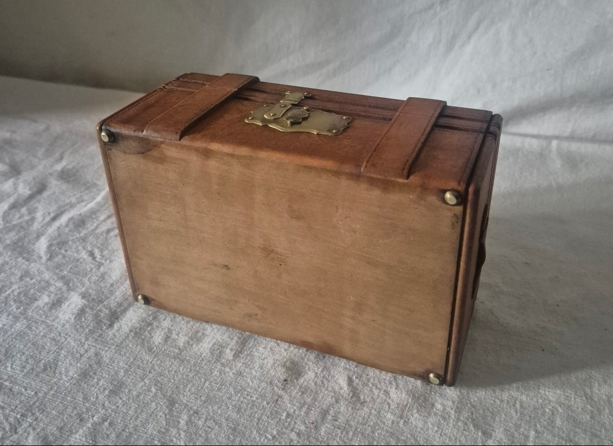 Boîte en bois sculpté trompe l'œil malle de voyage -photo-5