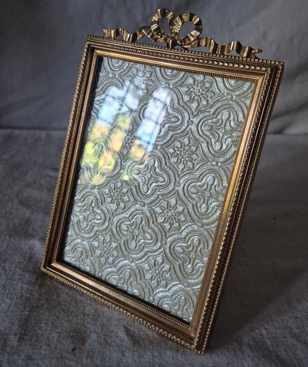 Cadre photo format album en bronze doré du XIXème siècle -photo-1