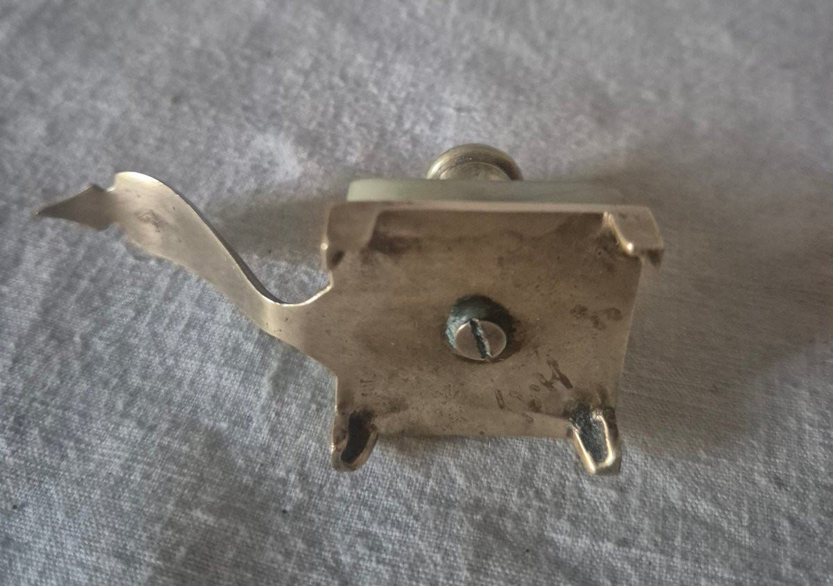 Special Doll Stand: Miniature Bronze Cloisonné Enamel And Onyx Candlestick, 19th Century -photo-2