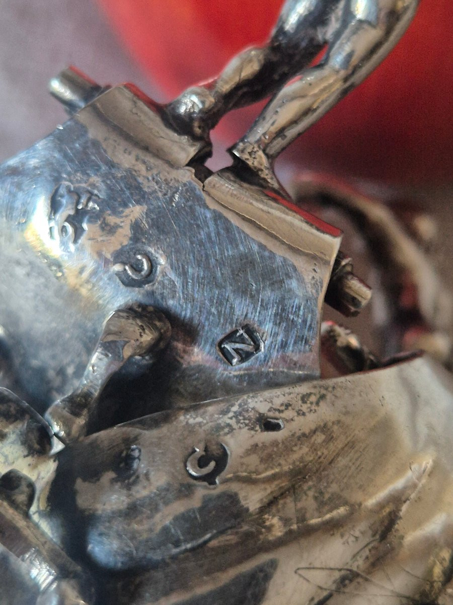 Deux salières coquilles aux sujets bacchants en argent -photo-4