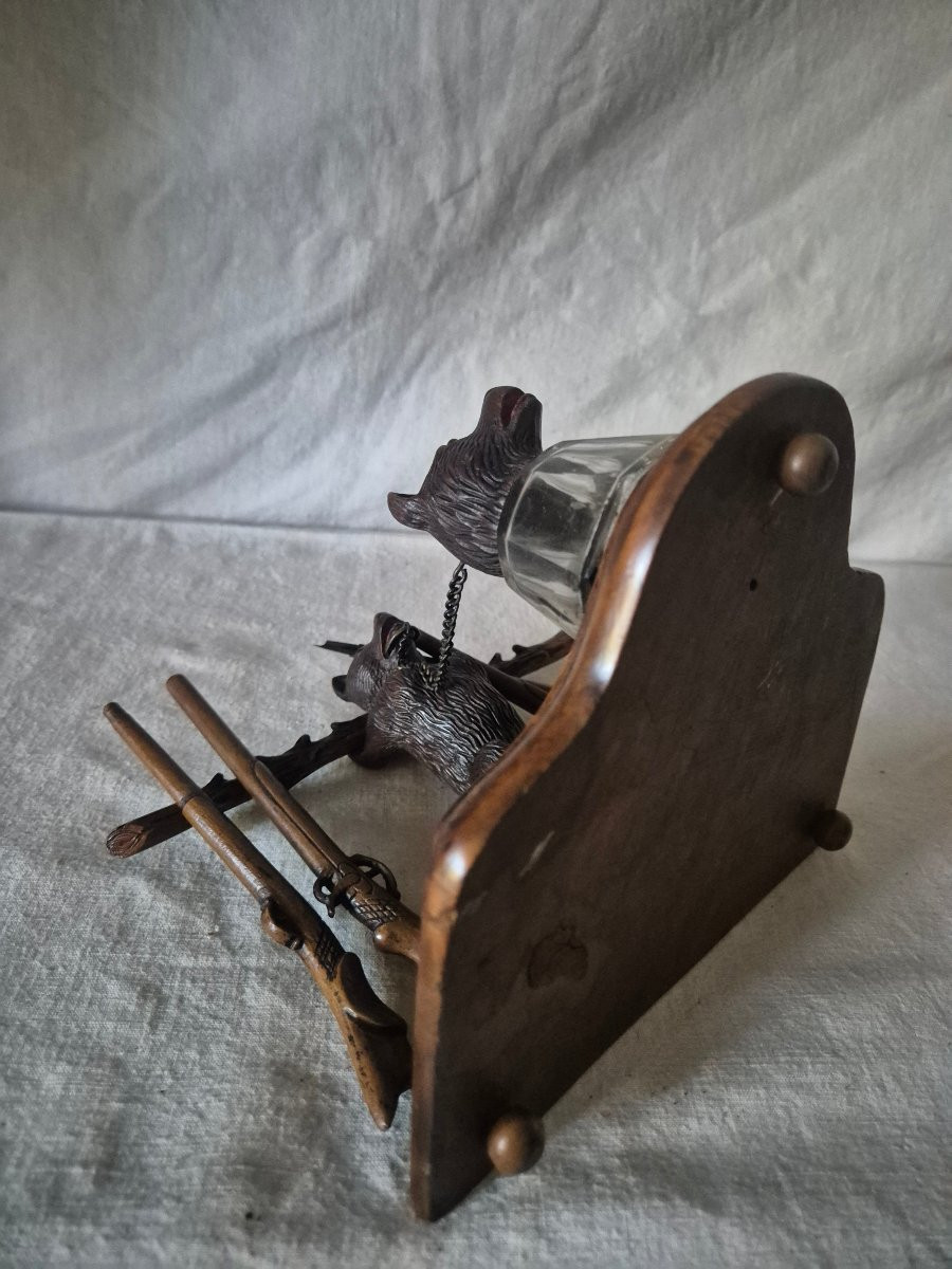 Encrier ours Forêt Noire avec son râtelier à fusils-porte plumes XIXème siècle -photo-7