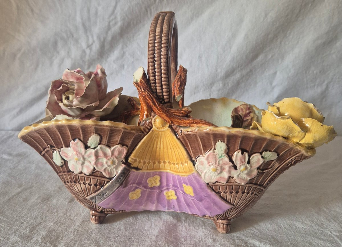 Decorative Earthenware Basket, Circa 1900-photo-2