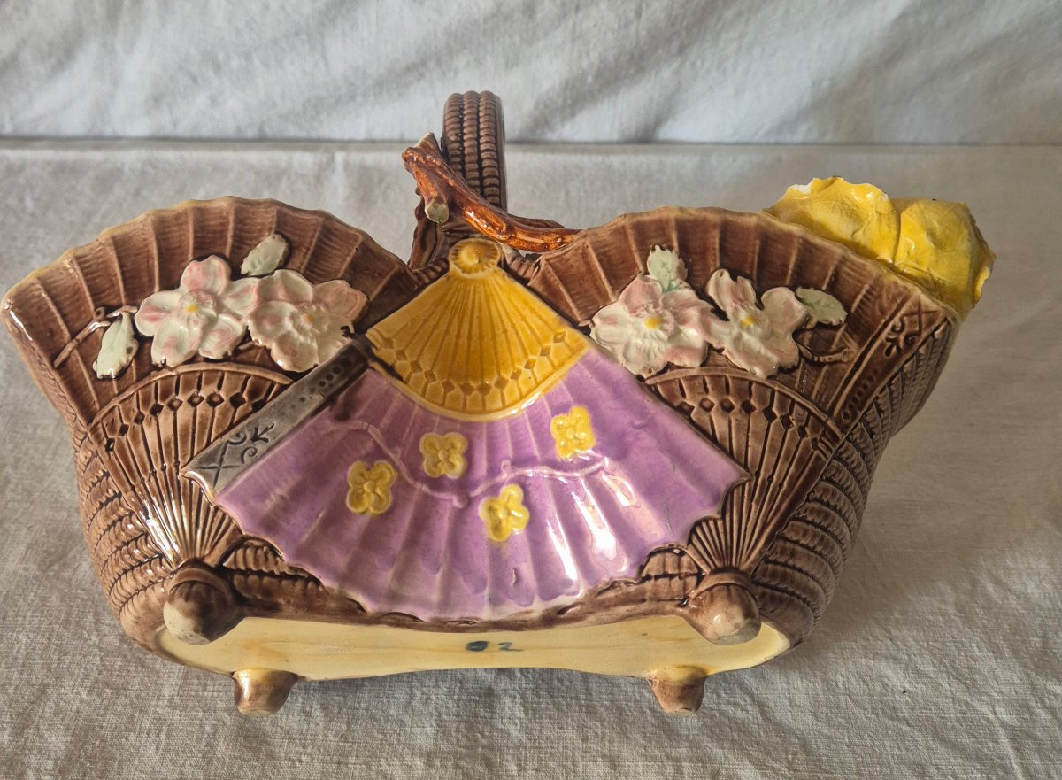 Decorative Earthenware Basket, Circa 1900-photo-3